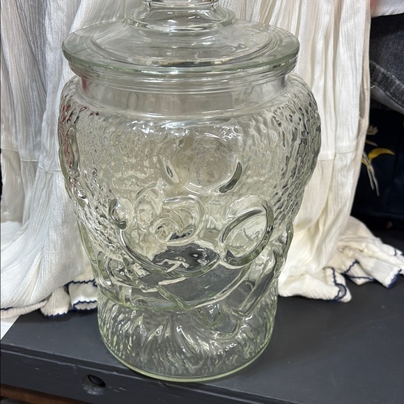 Mickey Mouse flowers and butterflyvintage glass Embossed Large Clear Cookie Jar